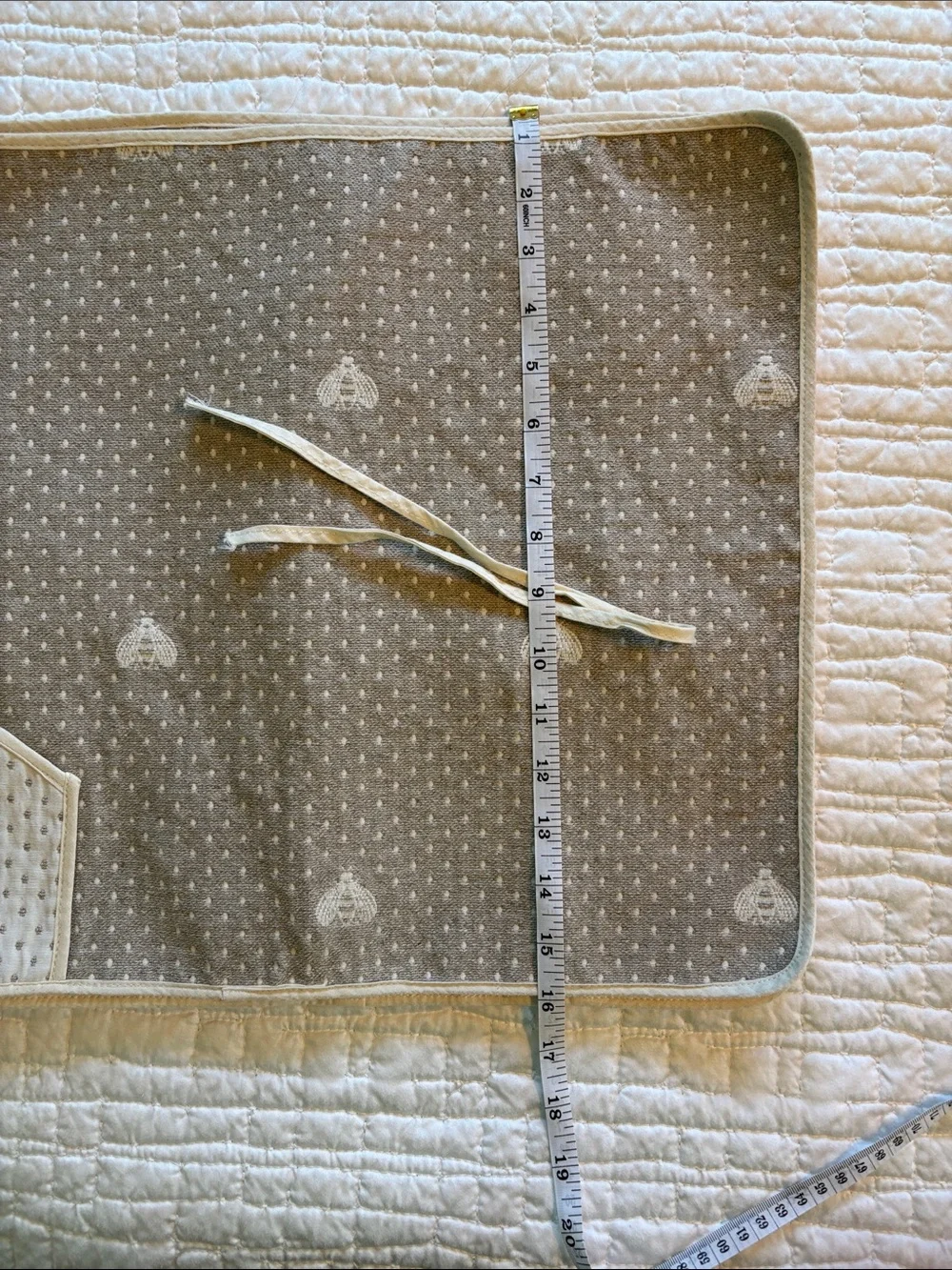 Taupe Bee and Polka Dot Placemat and Matching Napkin Set of Four